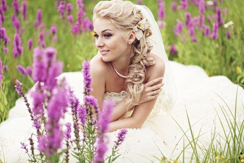 Bride in Flower Field — White, Serene