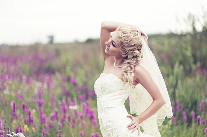 Bride in Flower Field — White