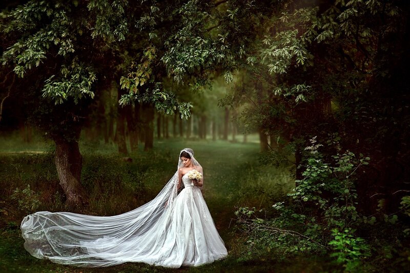 Bride in Forest — White, Serene, Morning