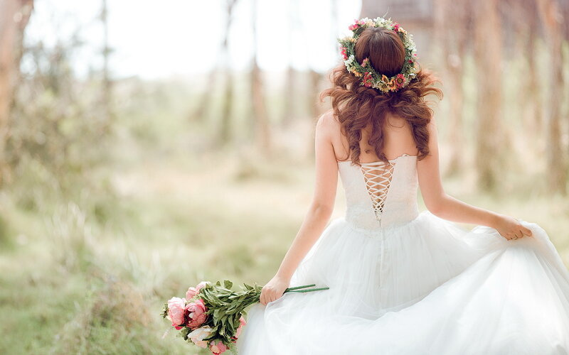 Bride in Forest — White