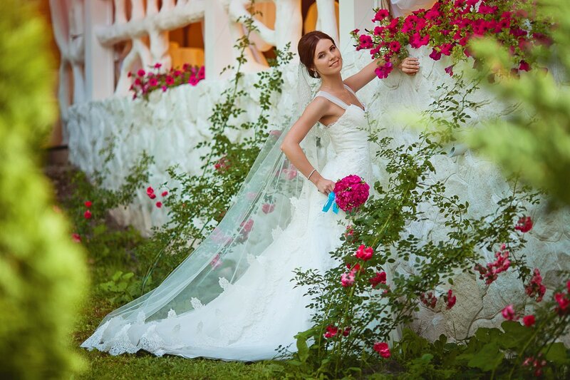 Bride in Garden — White, Serene