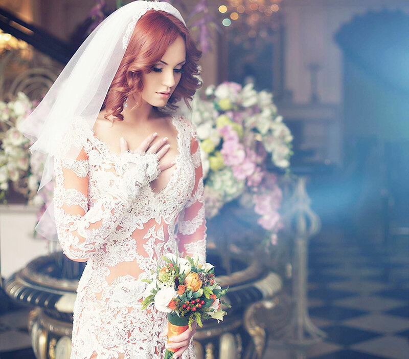 Bride in Lace Dress — White, Romantic
