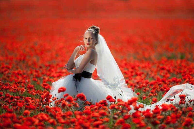 Bride in Poppy Field