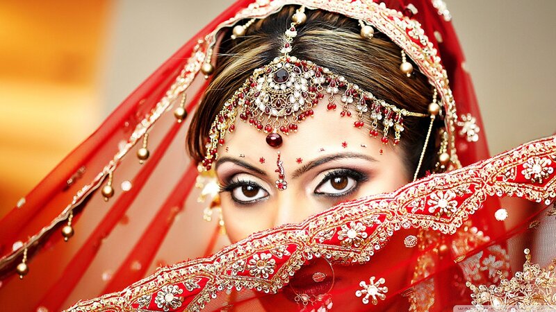 Bride in red veil