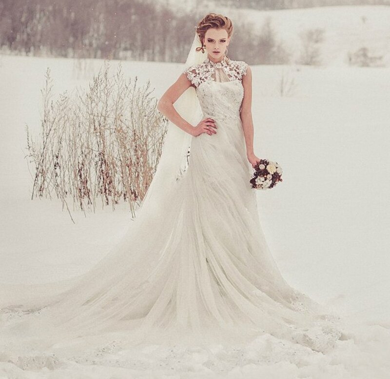 Bride in Snow — White, Dramatic