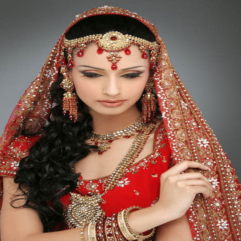 Bride in traditional red attire