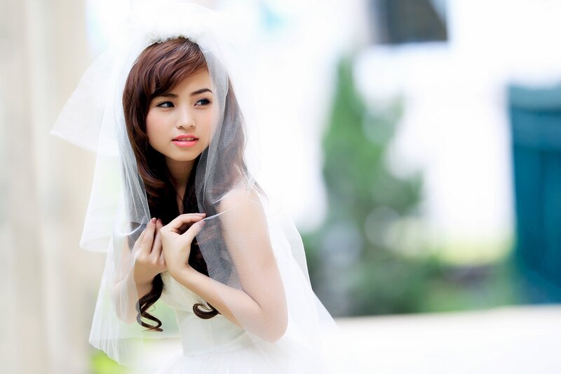 bride in veil portrait