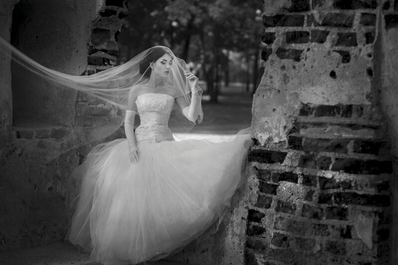 Bride in Wedding Dress — Black