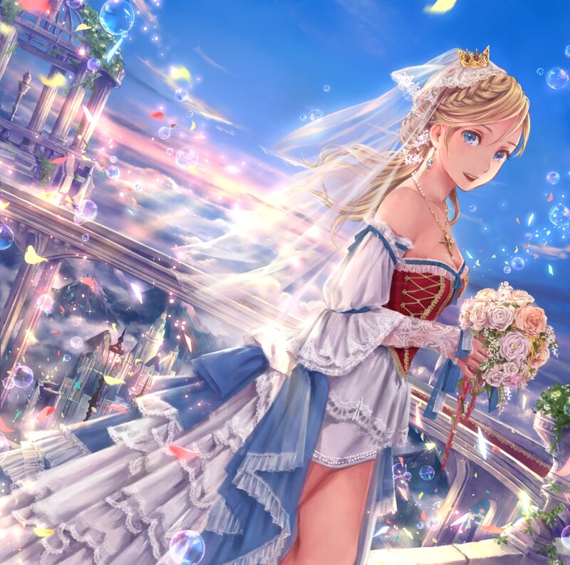 Bride in Wedding Dress — Blue