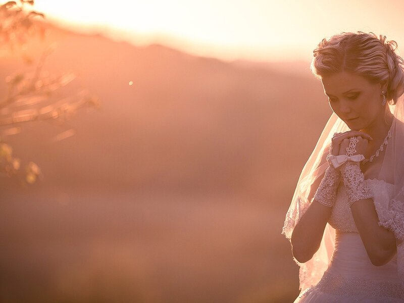 Bride in Wedding Dress — Pink