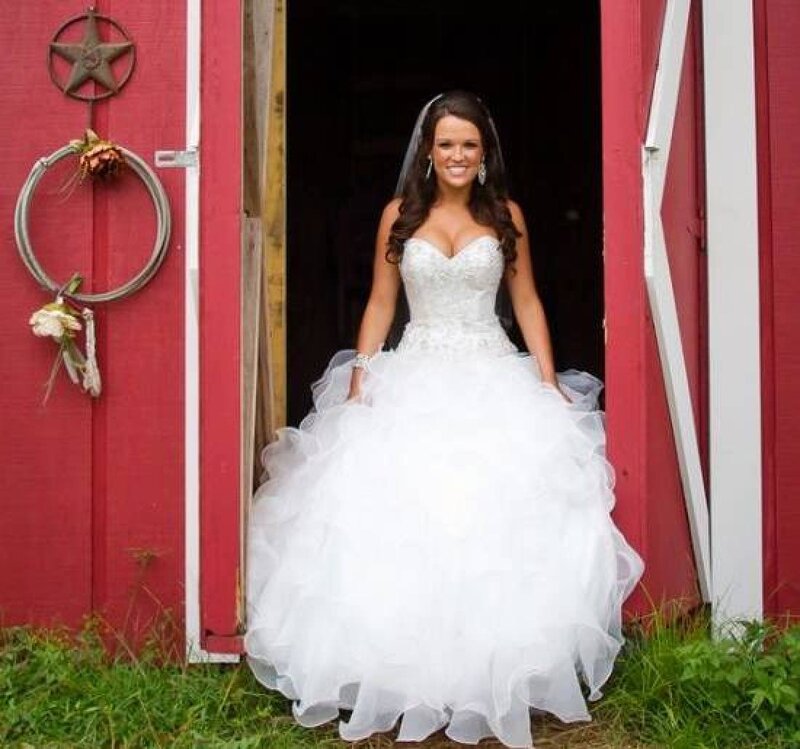 Bride in Wedding Dress — White, Happy