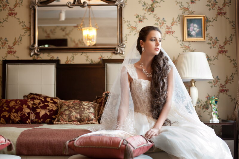 Bride in Wedding Dress — White, Serene, Afternoon