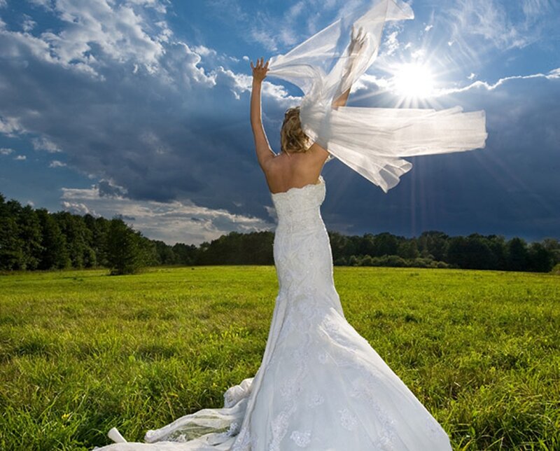 Bride in White Dress — Green