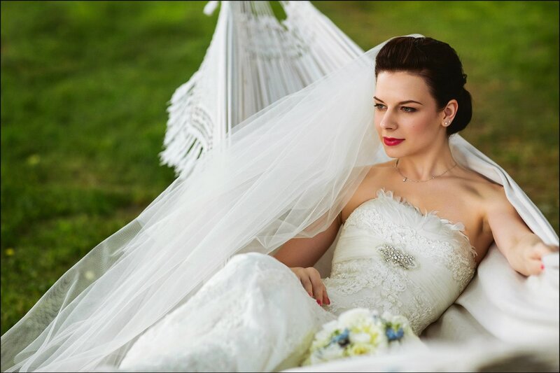 Bride in White Dress — Serene, Afternoon, Photograph, Veil