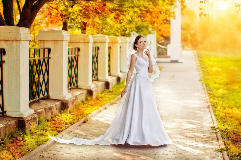 Bride in White Gown — Serene, Autumn