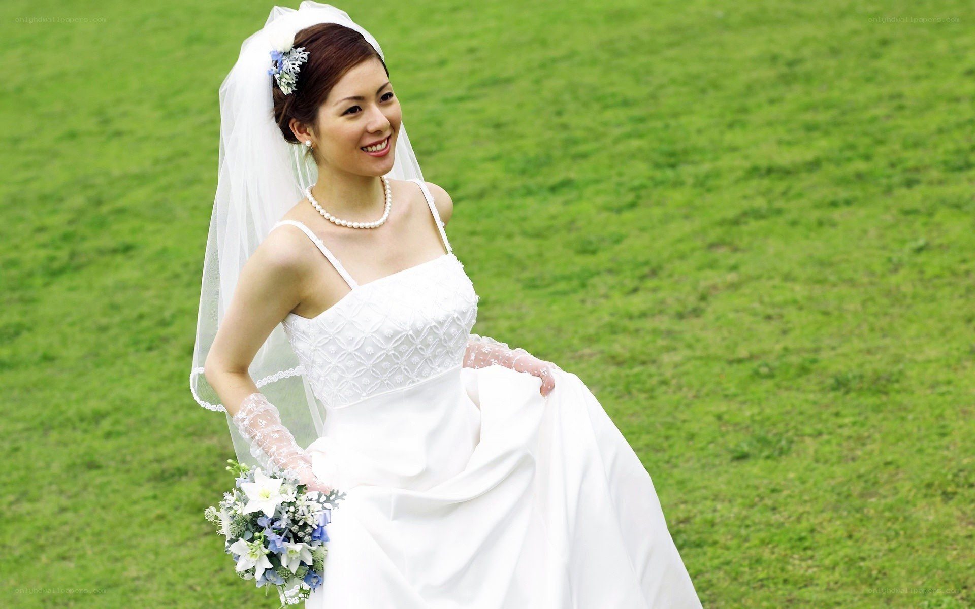 Bride in white wedding dress