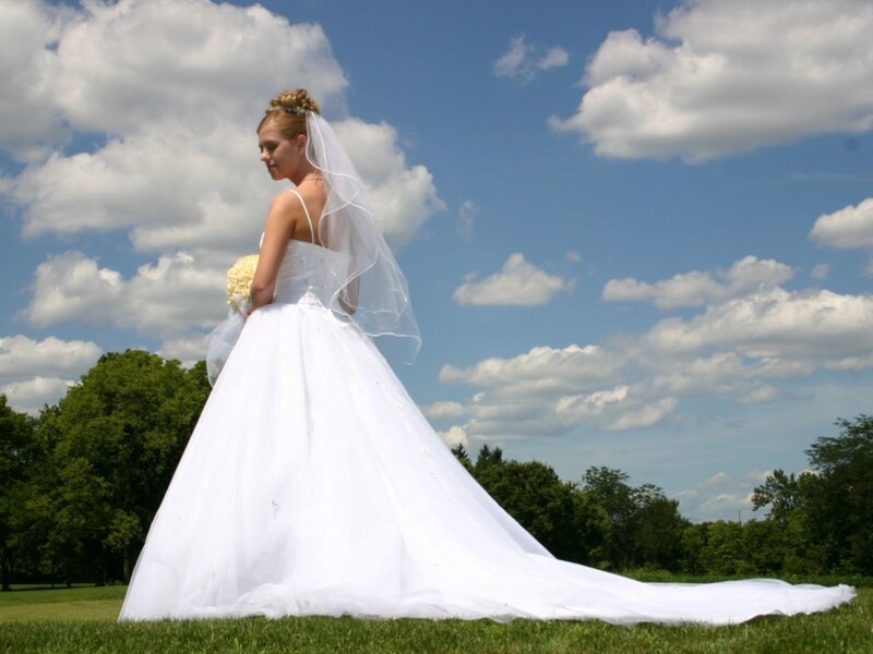 Bride in white wedding dress