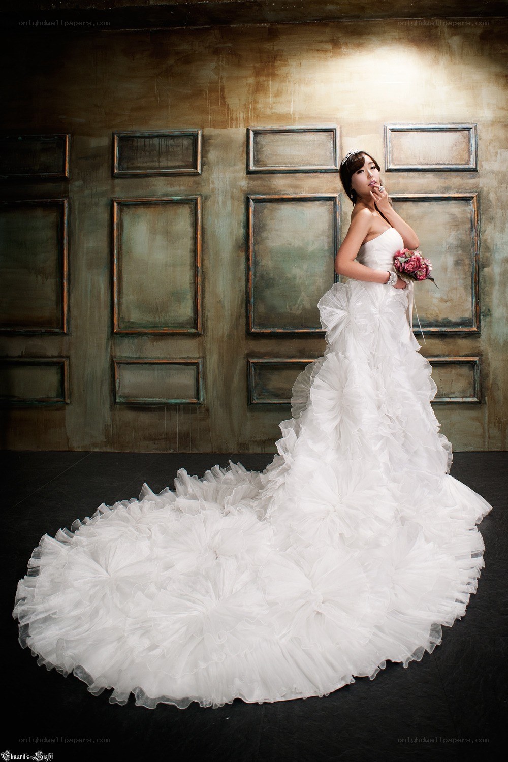 Bride in white wedding gown