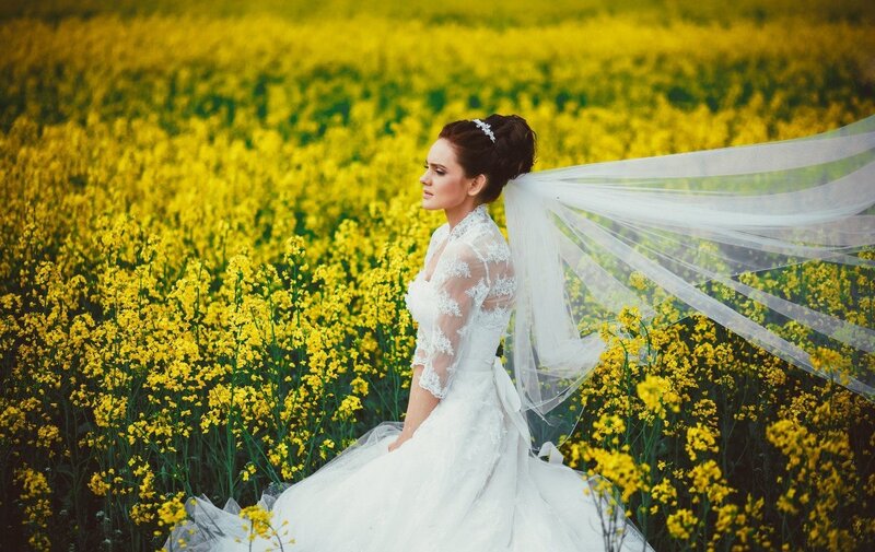 Bride in Yellow Field
