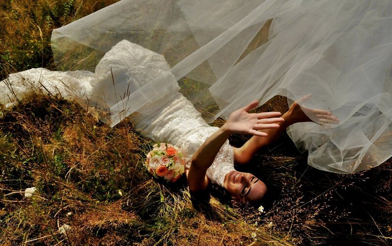 Bride Lying in Grass