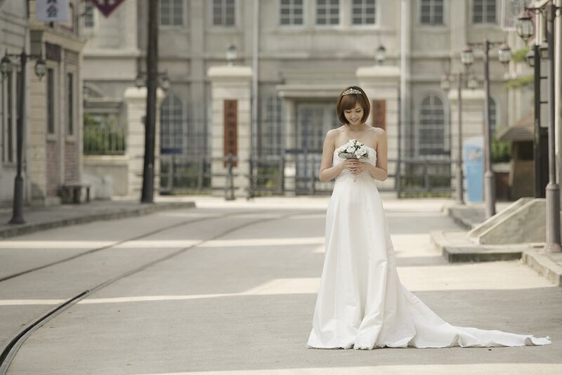Bride on a quiet street
