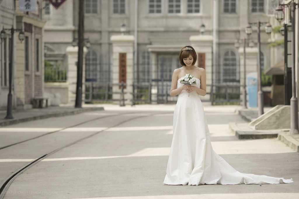 Bride on a quiet street