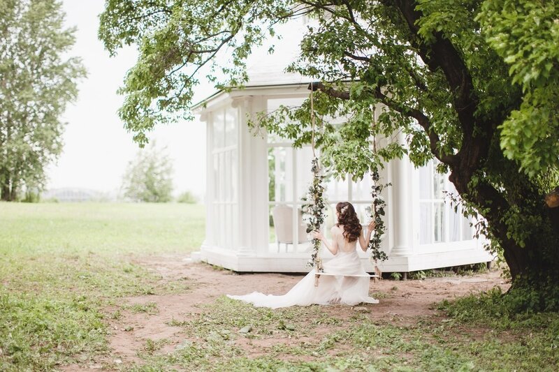 Bride on a Swing — White, Serene