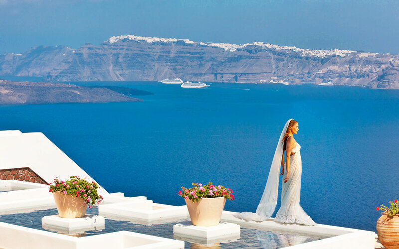 Bride on Balcony — Blue
