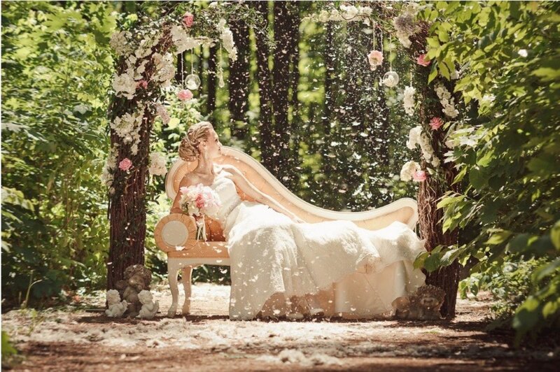 Bride on Chaise Lounge