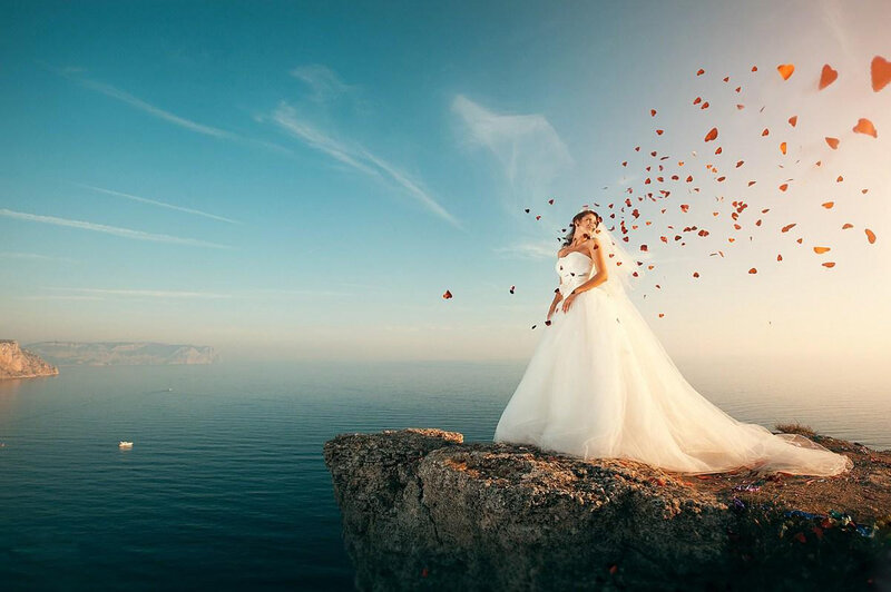 Bride on Cliff Edge