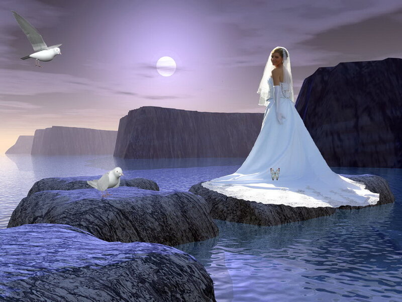 Bride on Rock Island