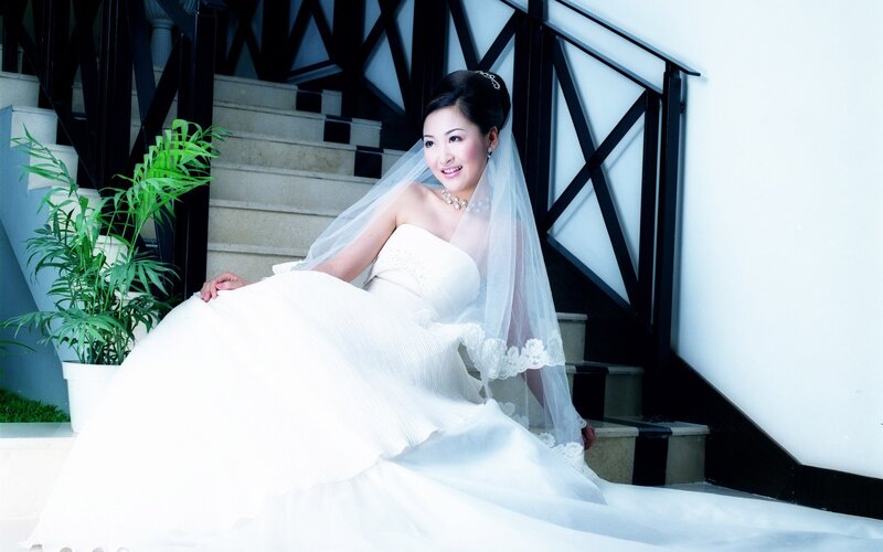 Bride on staircase
