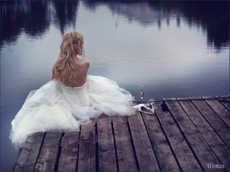 Bride on Wooden Dock