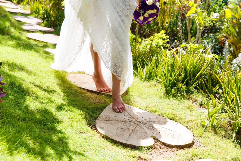 Bride Walking Barefoot