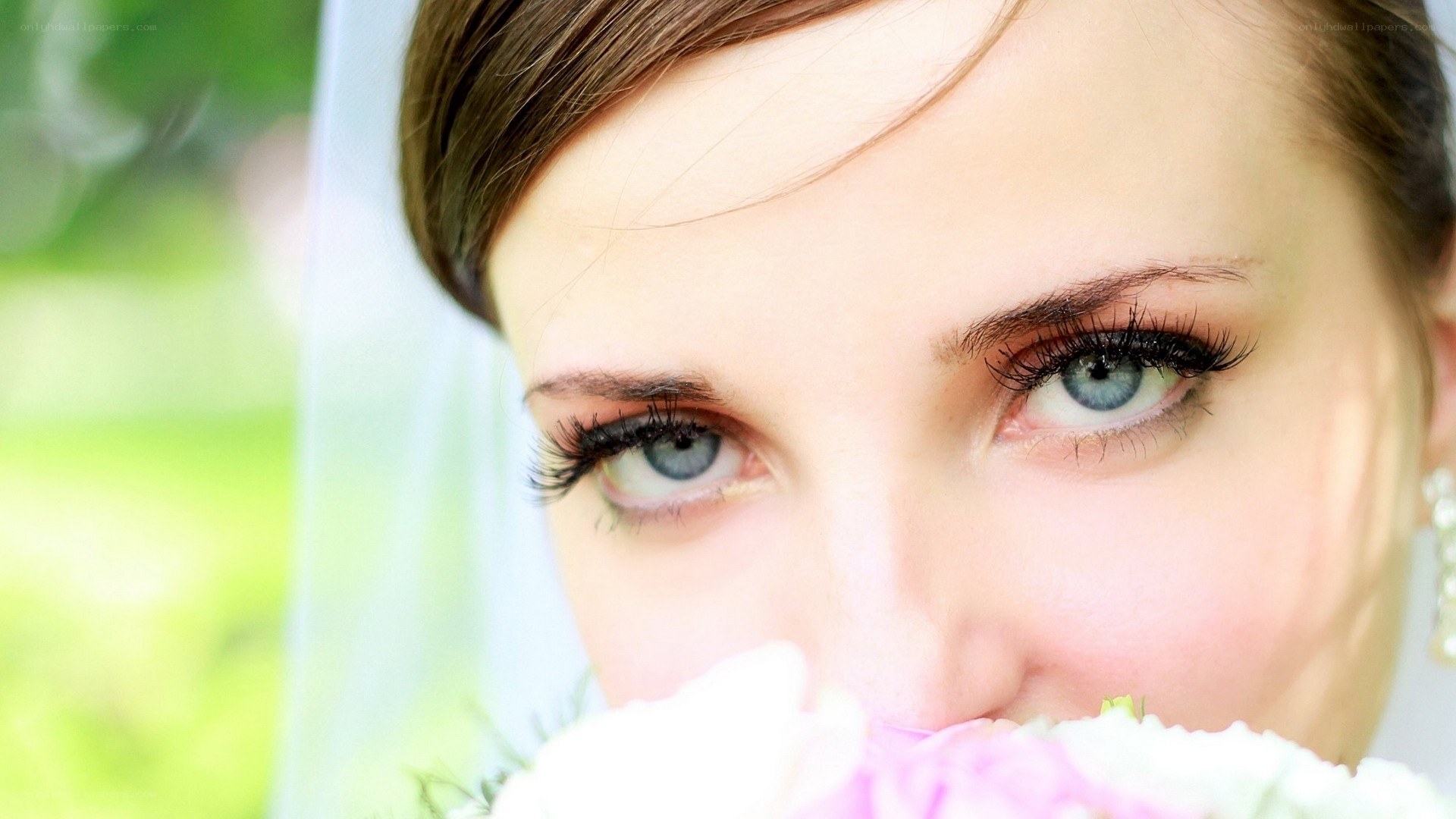 bride with blue eyes