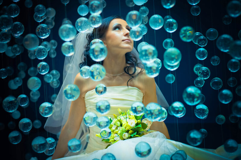 Bride with Bouquet — Blue