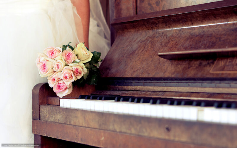 Bride with Bouquet — Brown, Romantic, Photograph