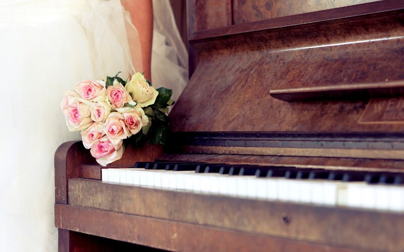 Bride with Bouquet — Brown, Romantic
