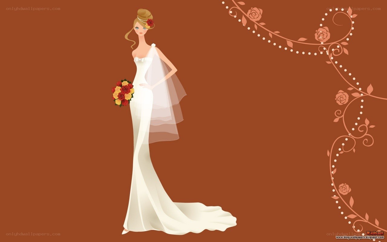 bride with bouquet illustration