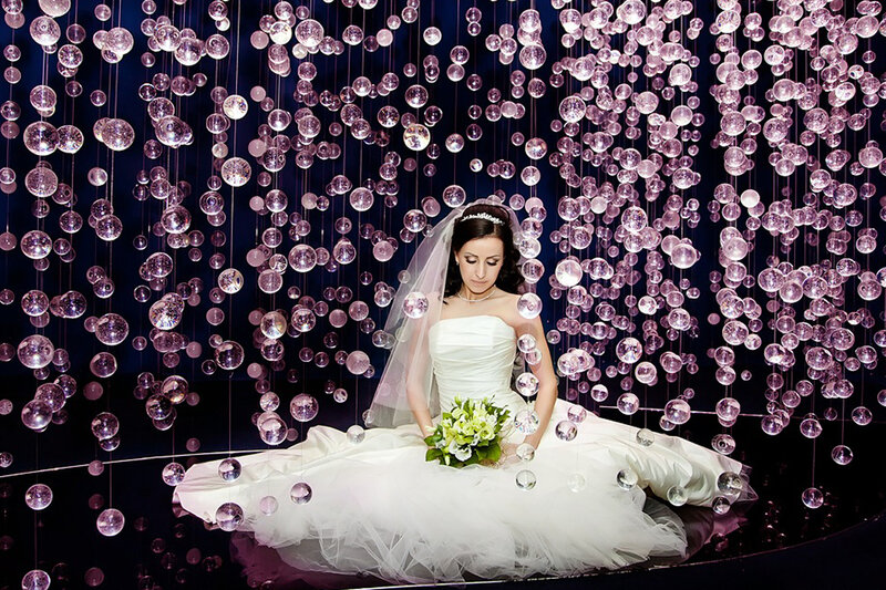Bride with Bouquet — White, Dramatic