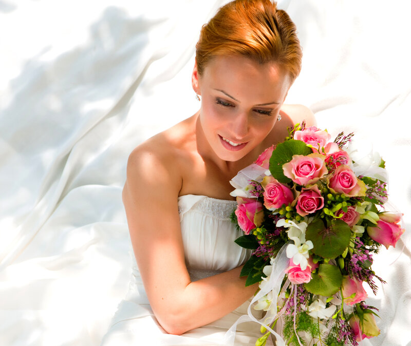 Bride with Bouquet — White, Serene, Afternoon