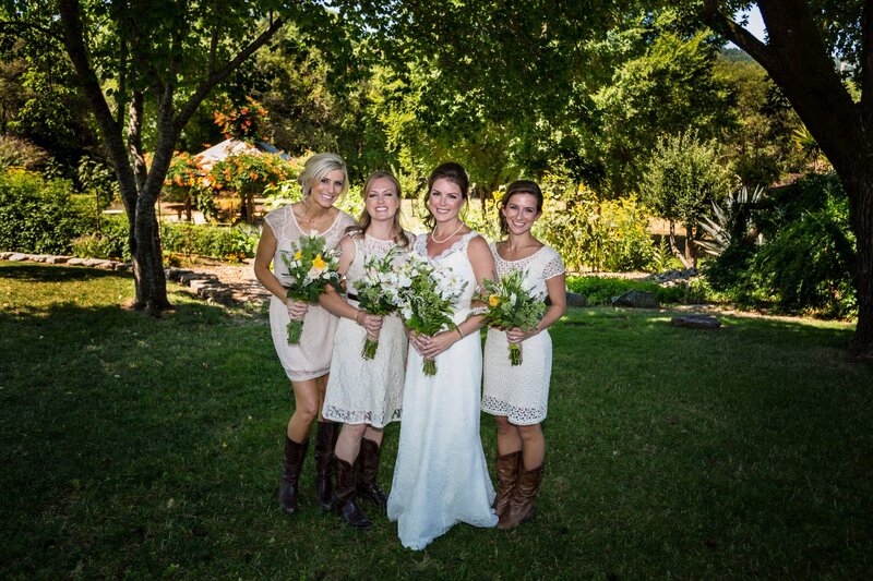 Bride with Bridesmaids — Green