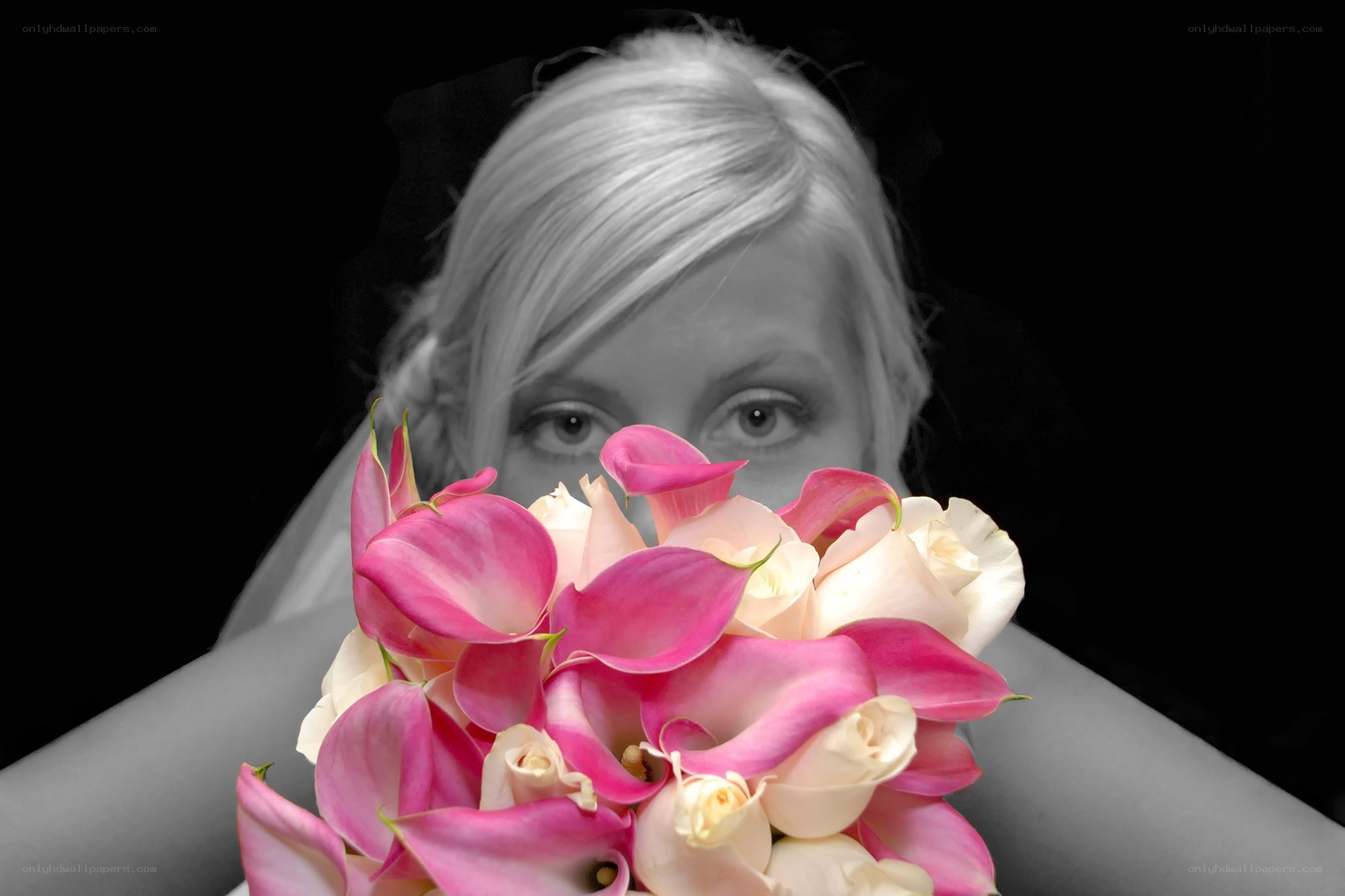 Bride with floral bouquet