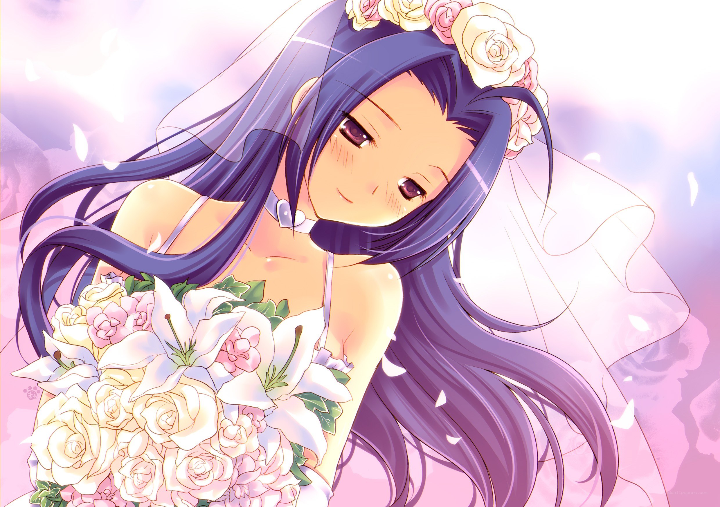 bride with floral bouquet