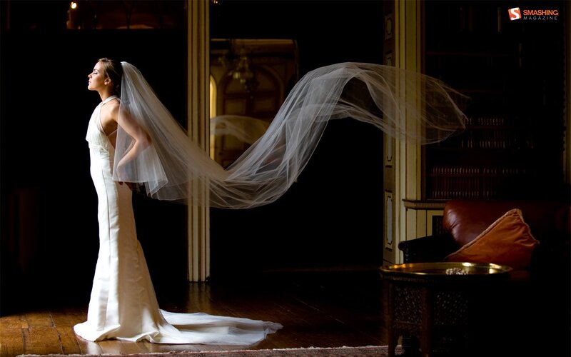 Bride with flowing veil