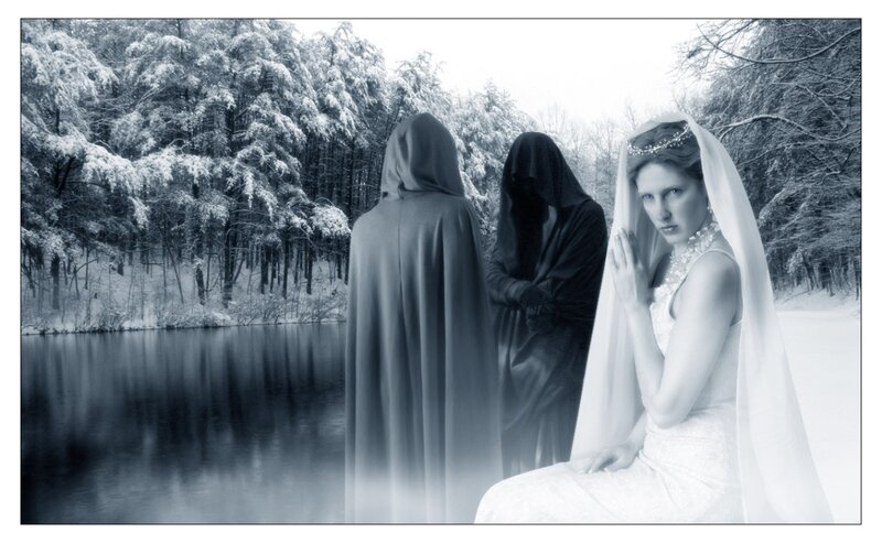 Bride with Hooded Figures