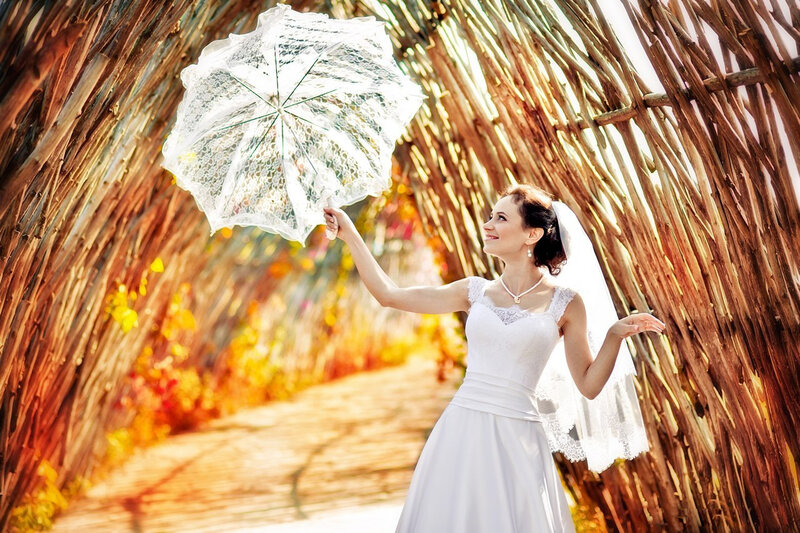 Bride with Lace Umbrella