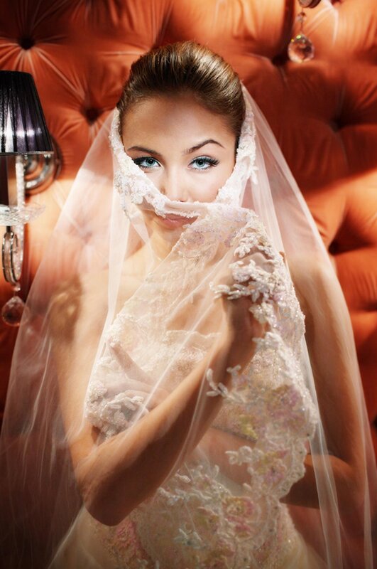 Bride with lace veil