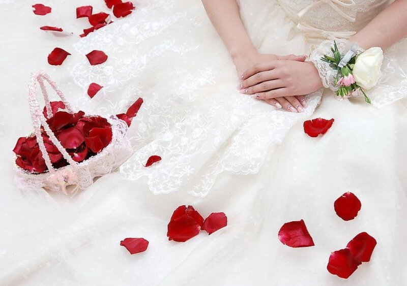 Bride with Rose Petals