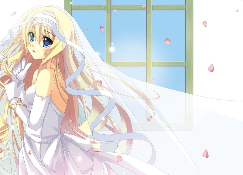 bride with veil and flowers